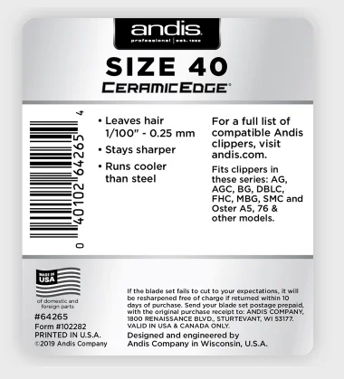 Lame Andis ceramicEdge pour tondeuse #40 (1/100-0.25mm)